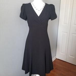DKNY Ruffle Sleeves Black V-Neck Dress Size 2